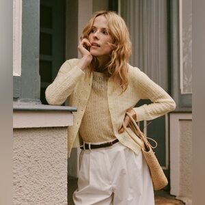 NWT Doen Danae Pointelle Cardigan Set in Vanilla Size XS